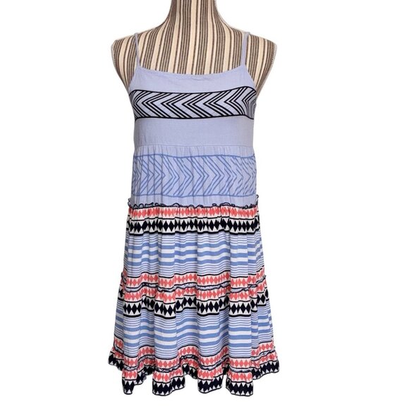 THML Santo Dress Womens Small Blue Tiered Spaghetti Straps Coastal Peasant Boho - Picture 1 of 11